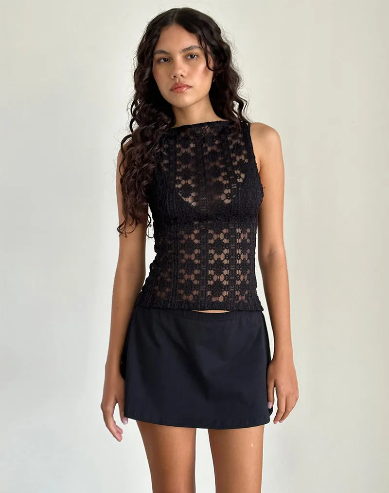 Dudley Vest Top in Regal Lace Black