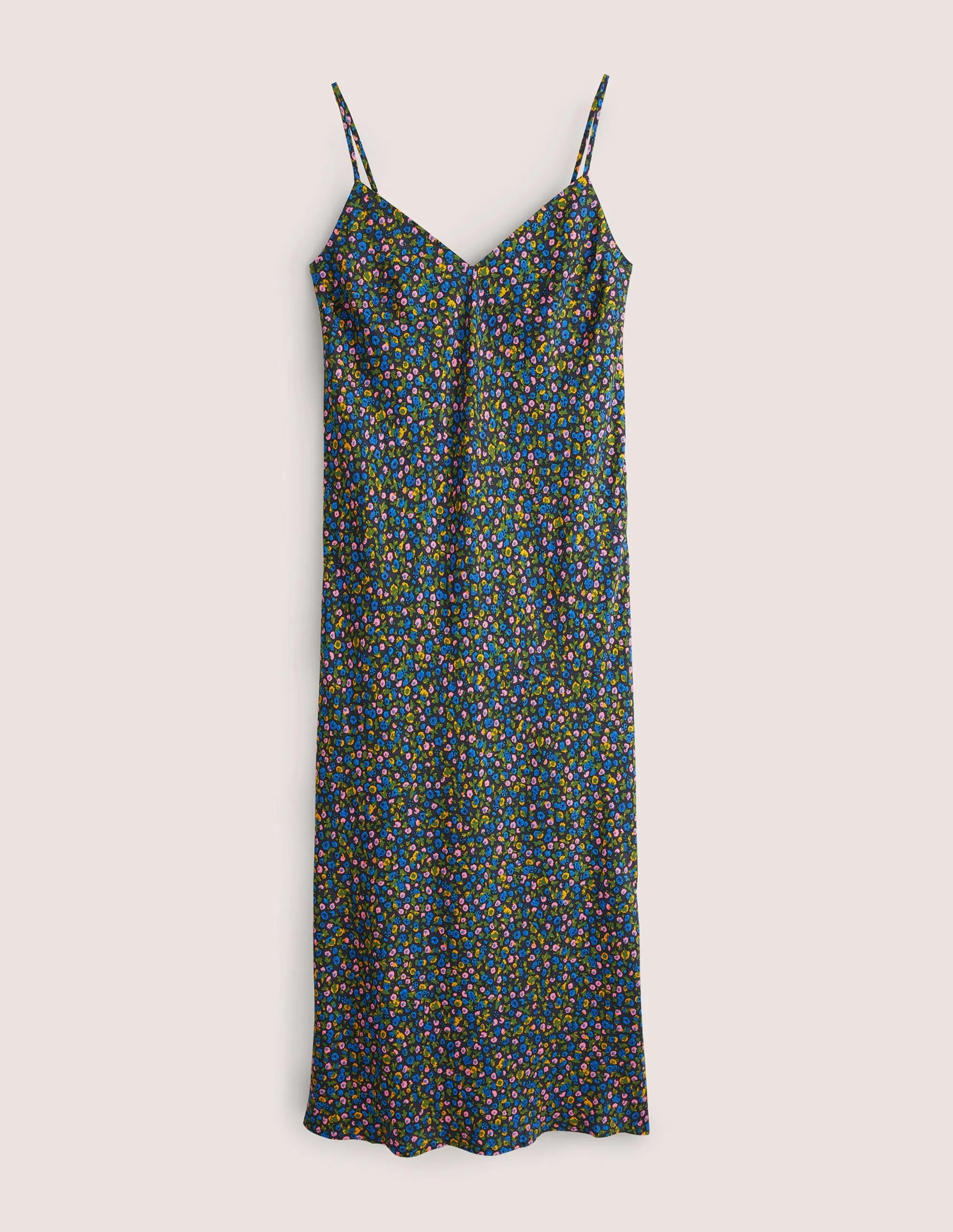 Elena Midi Slip Dress-French Navy, Floral Terrace