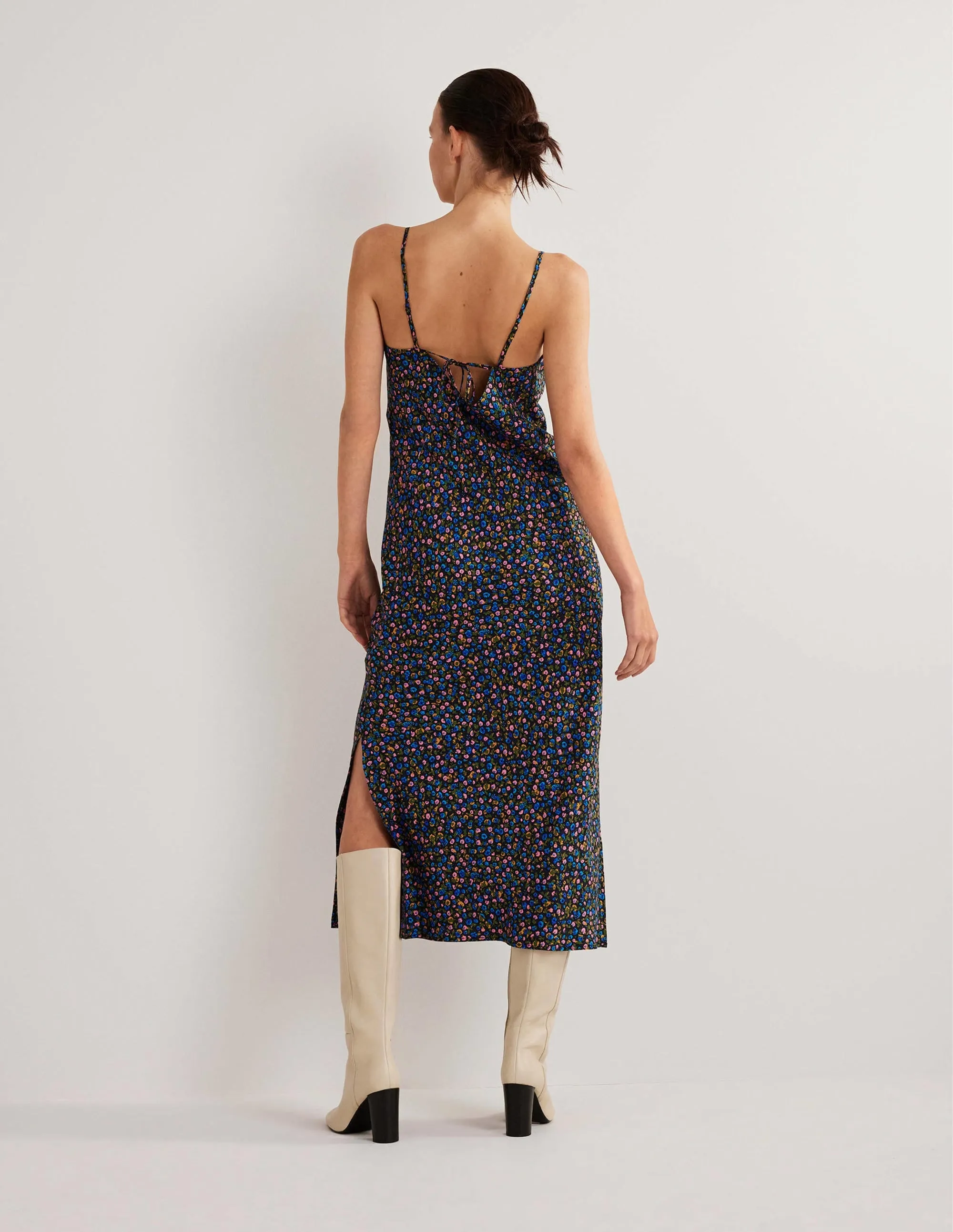 Elena Midi Slip Dress-French Navy, Floral Terrace