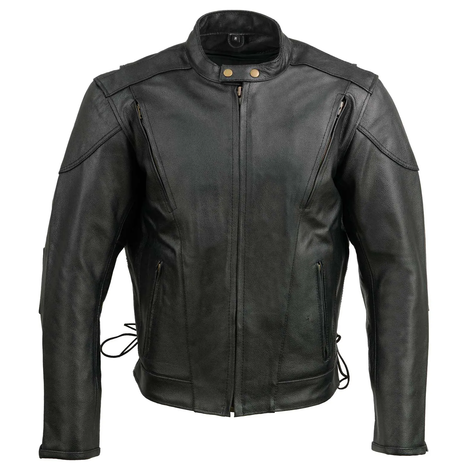 Event Leather EL5410 Men's Black Side Lace Scooter Jacket with Vents - Motorcycle Riding Jackets