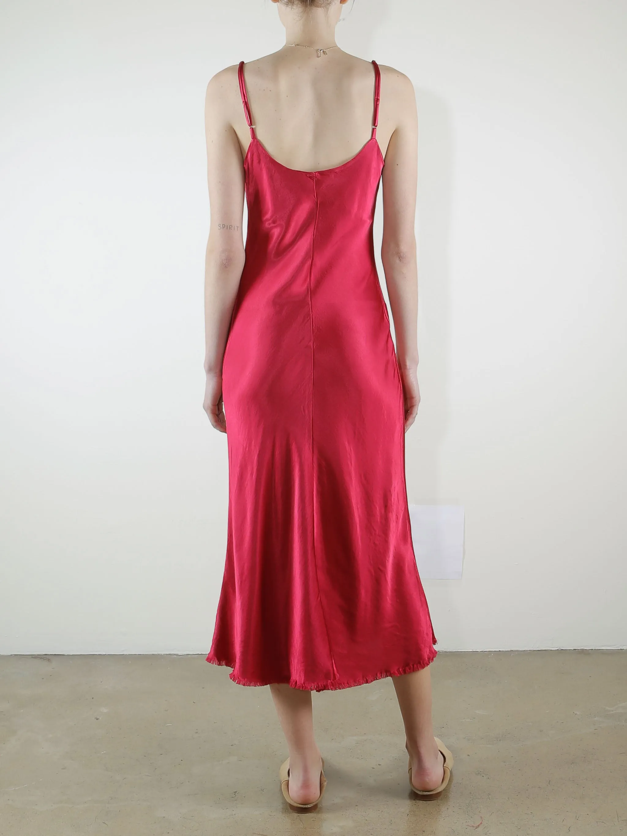 Farrah Slip Dress in Vintage Satin - Cerise