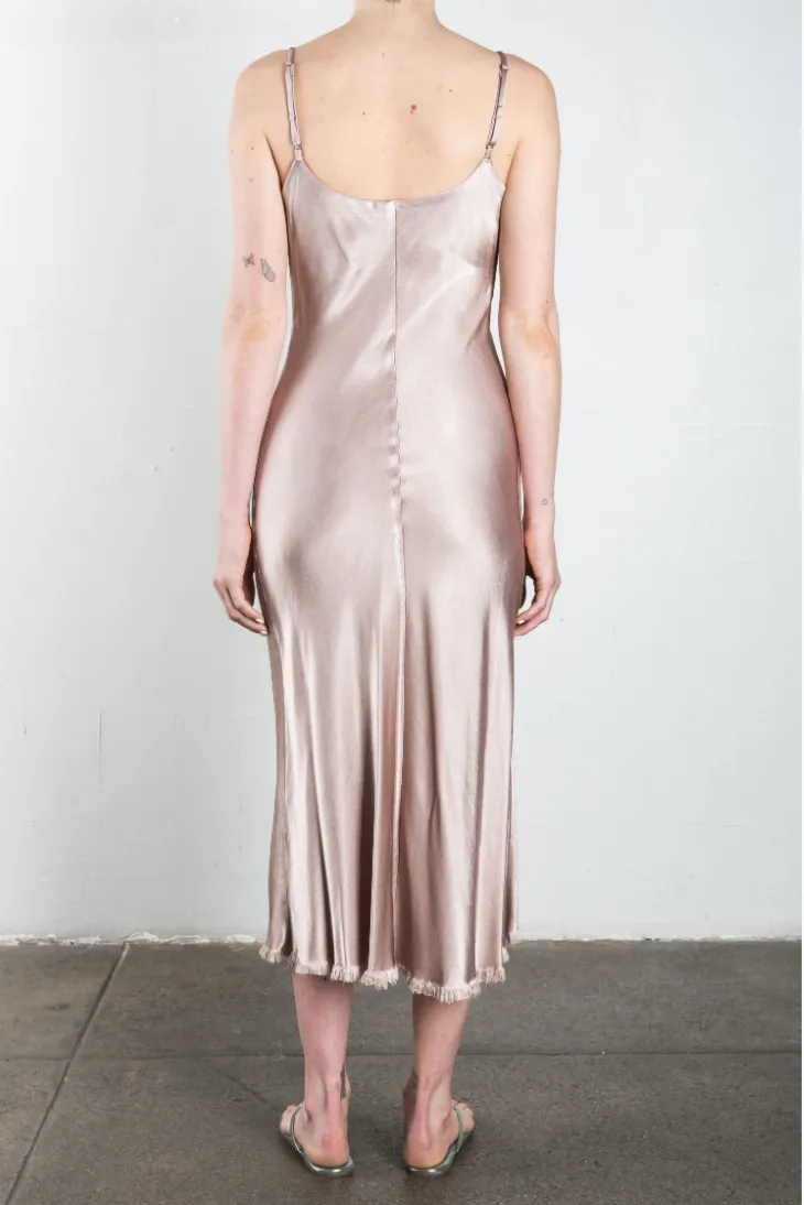 Farrah Slip Dress in Vintage Satin - Nude