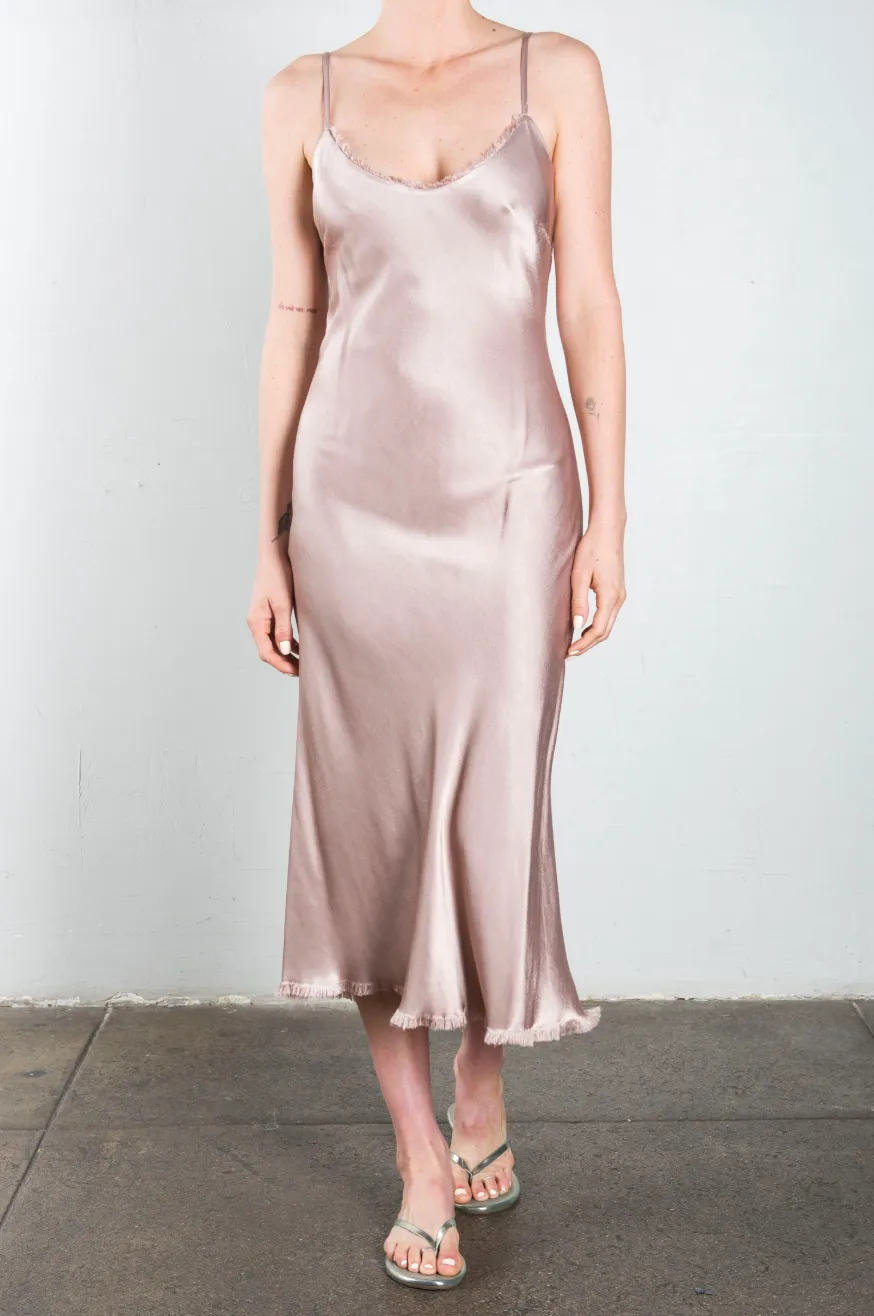 Farrah Slip Dress in Vintage Satin - Nude