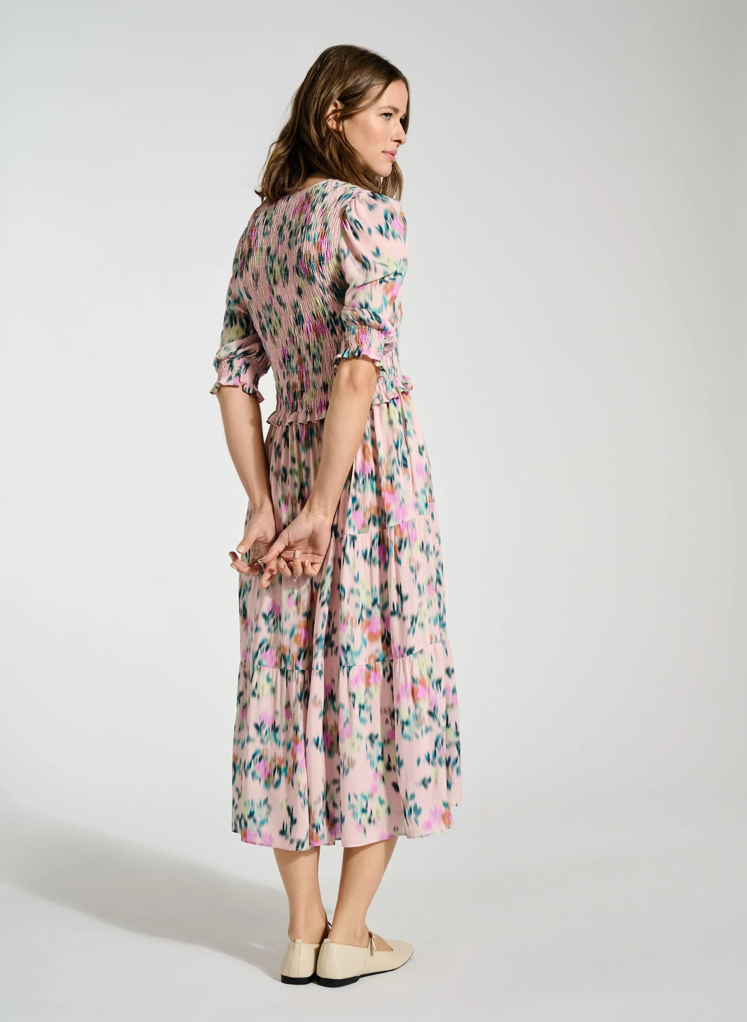 Florence LENZING™ ECOVERO™ Midi Dress | Pink Floral Blur