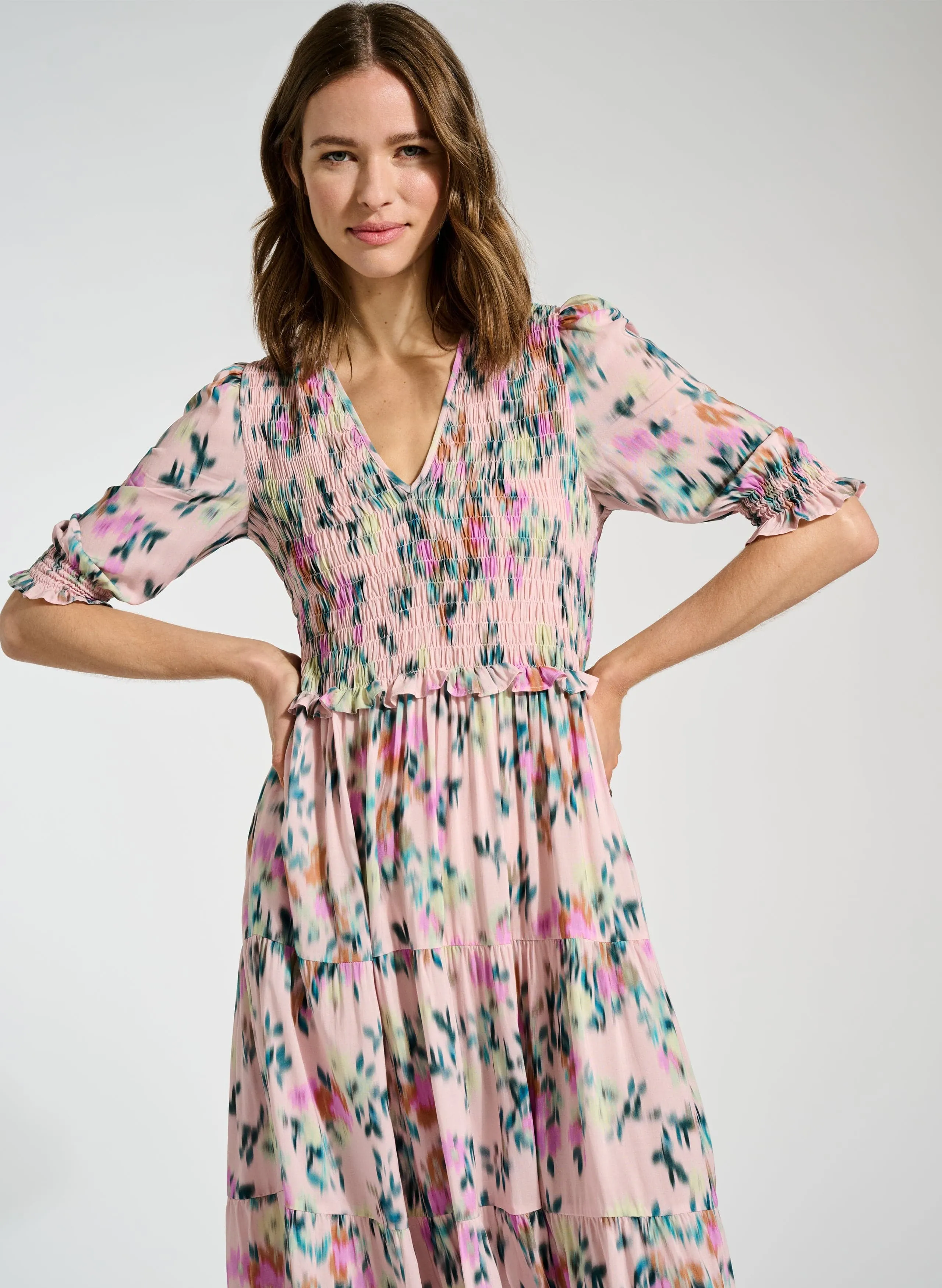 Florence LENZING™ ECOVERO™ Midi Dress | Pink Floral Blur