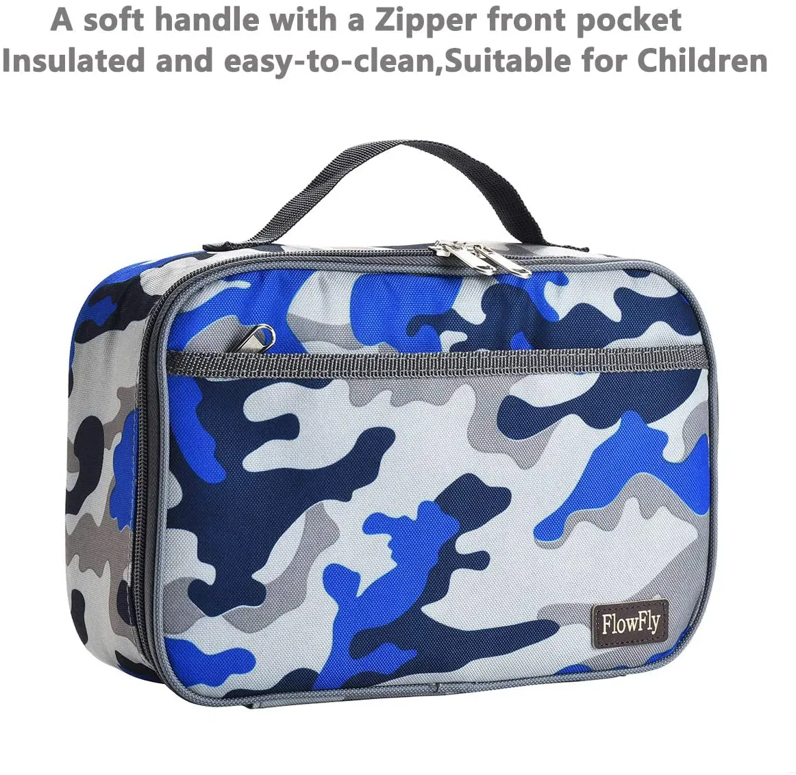 FlowFly Kids Lunch box Insulated Soft Bag Mini Cooler Back to School Thermal Meal Tote Kit for Girls, Boys,Women,Men, Silvery