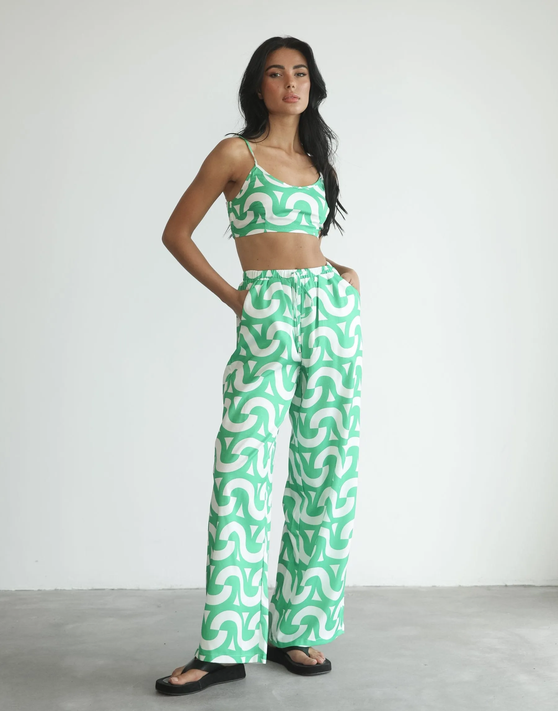 Francese Crop Top (Green Print)