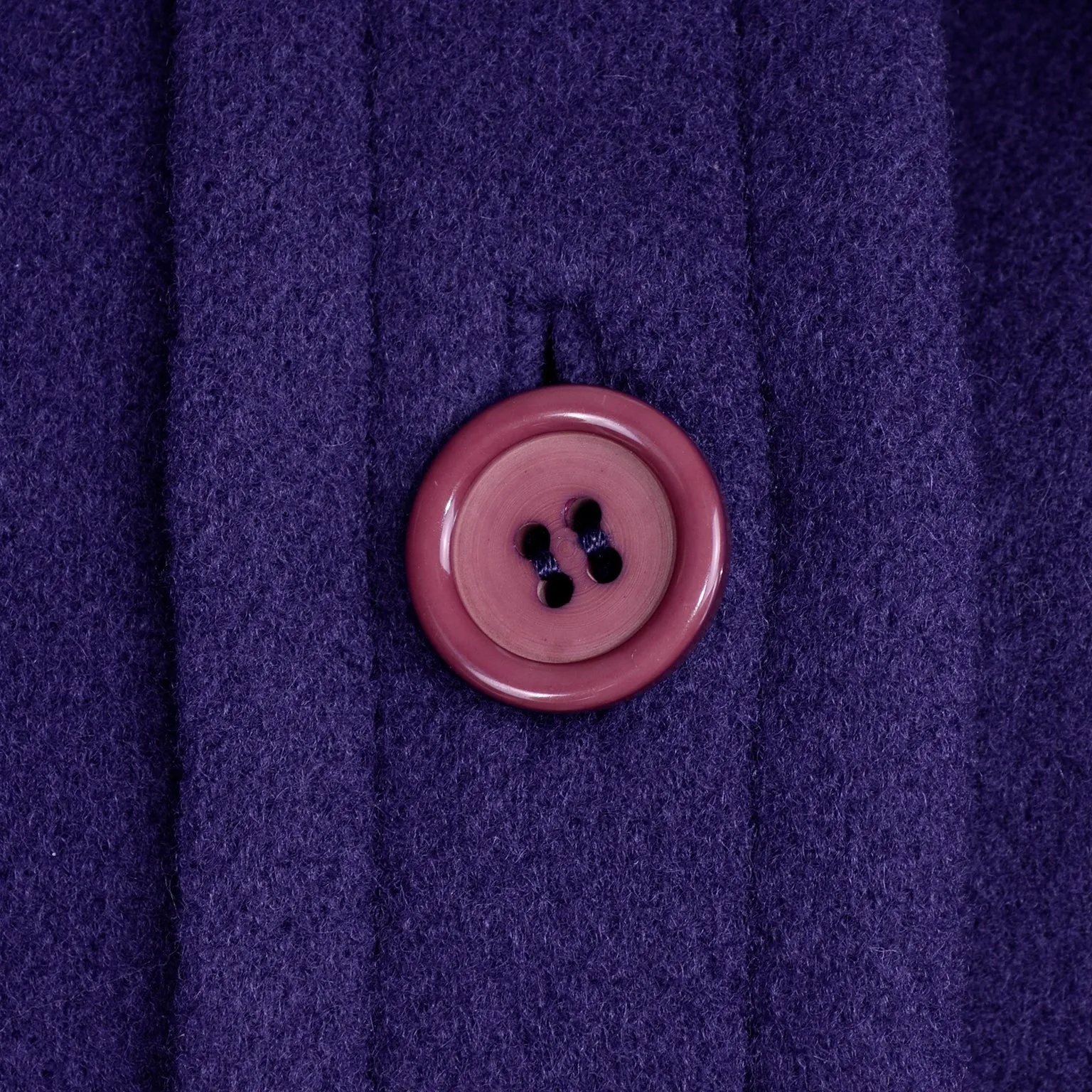 Galanos Purple Wool Vintage Coat With Tie & Pleat Details