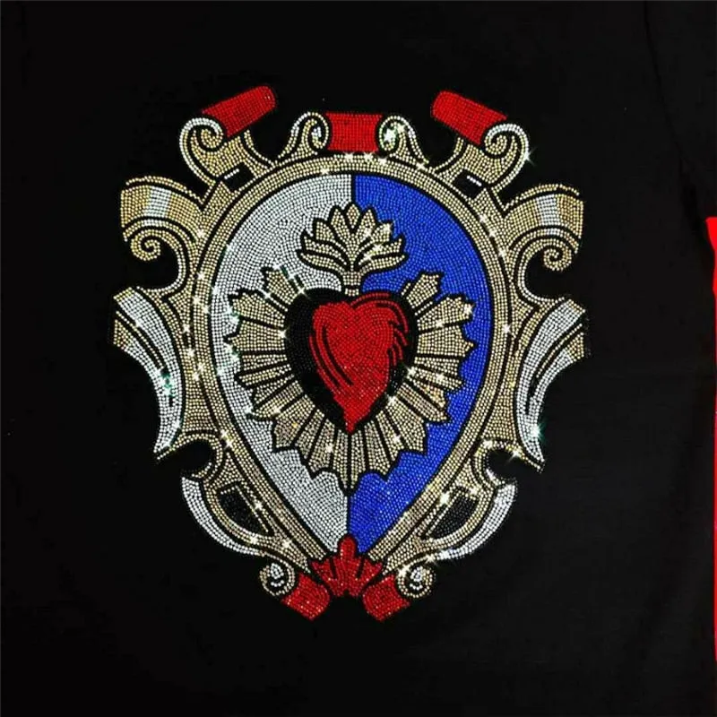 Glittering Heart Shield Style Polo Shirt