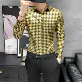 Glittering Pattern Printed Long Sleeve Shirt