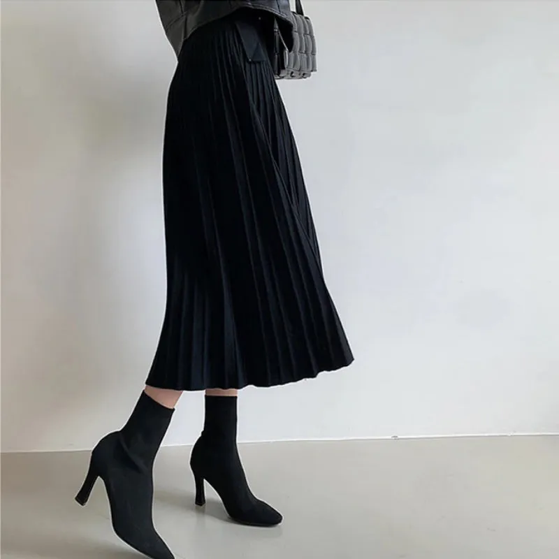 Gorgeous Soft Pleated A-line Long Sleeve Belted Dresses