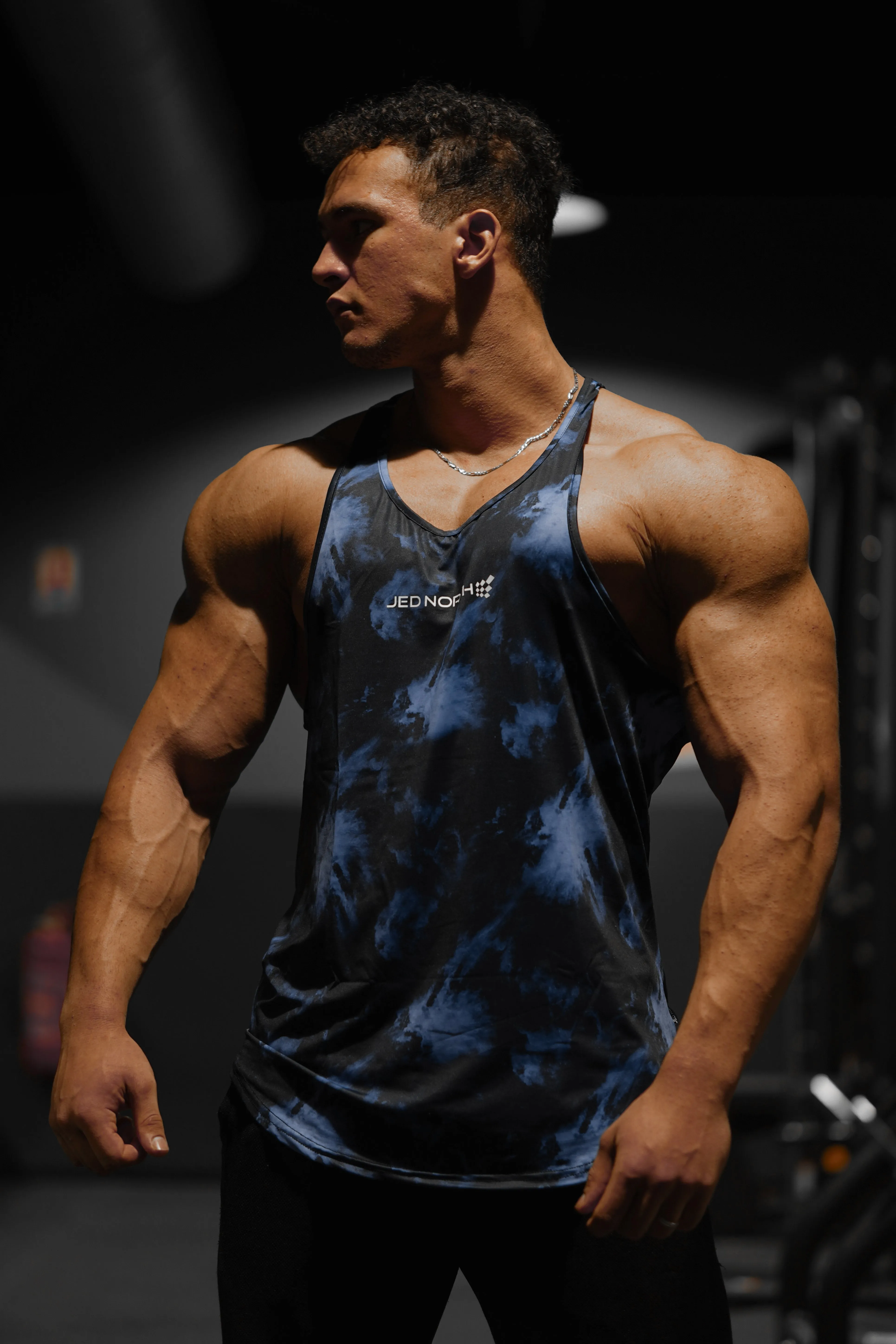 Graphic Muscle Stringer - Abstract Blue