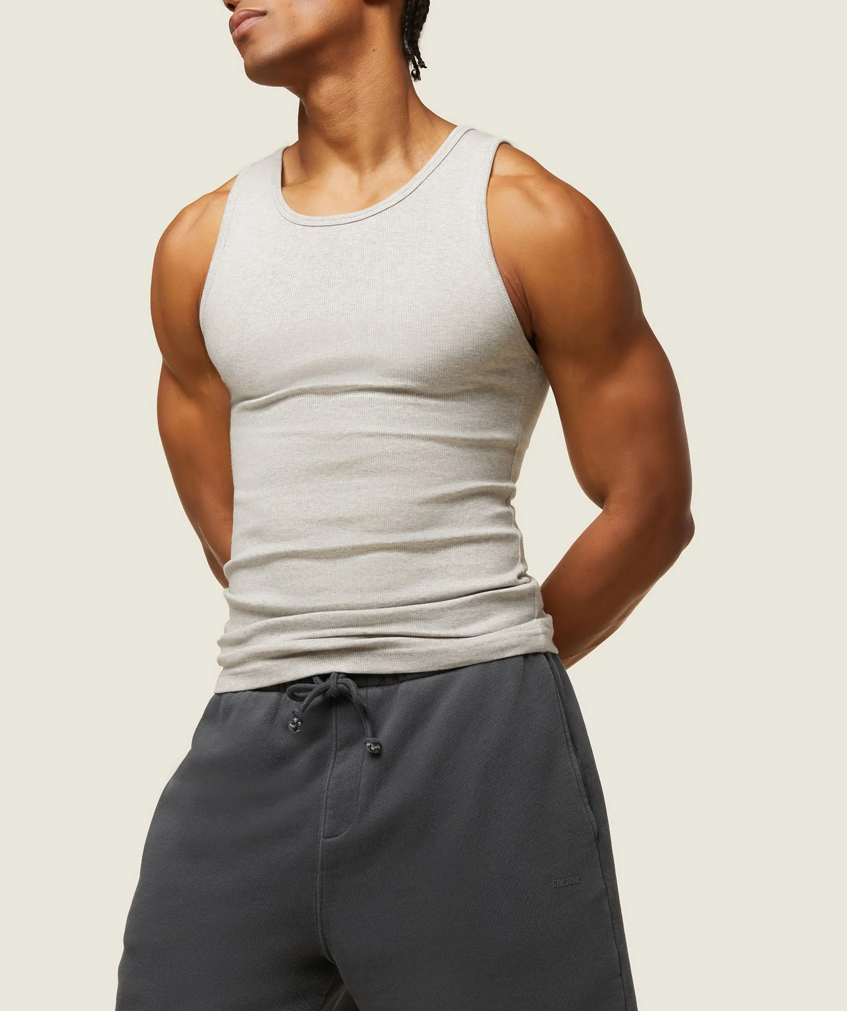 Gymshark everywear Ribbed Tank - Light Grey Core Marl