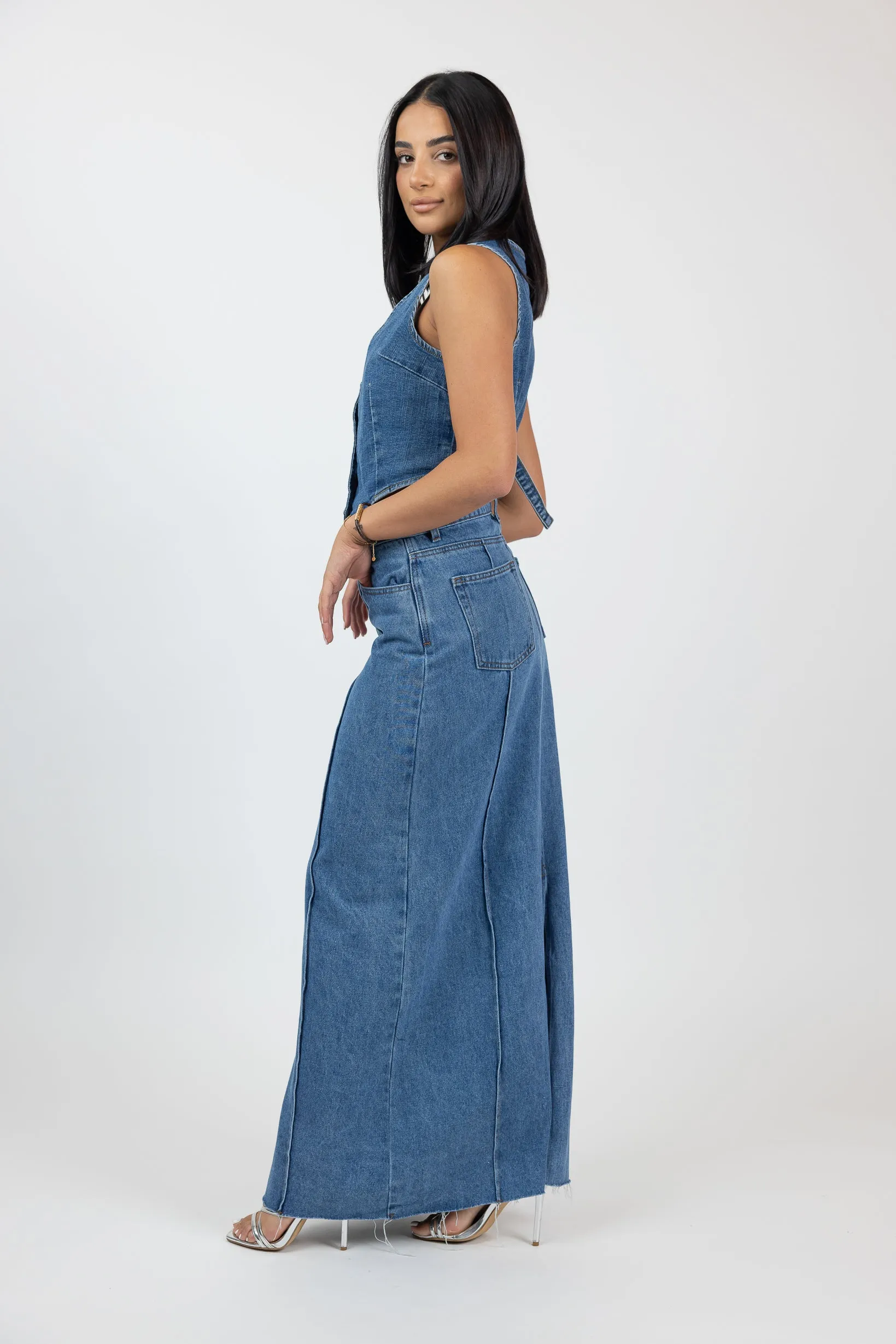 Halona Denim Maxi Skirt