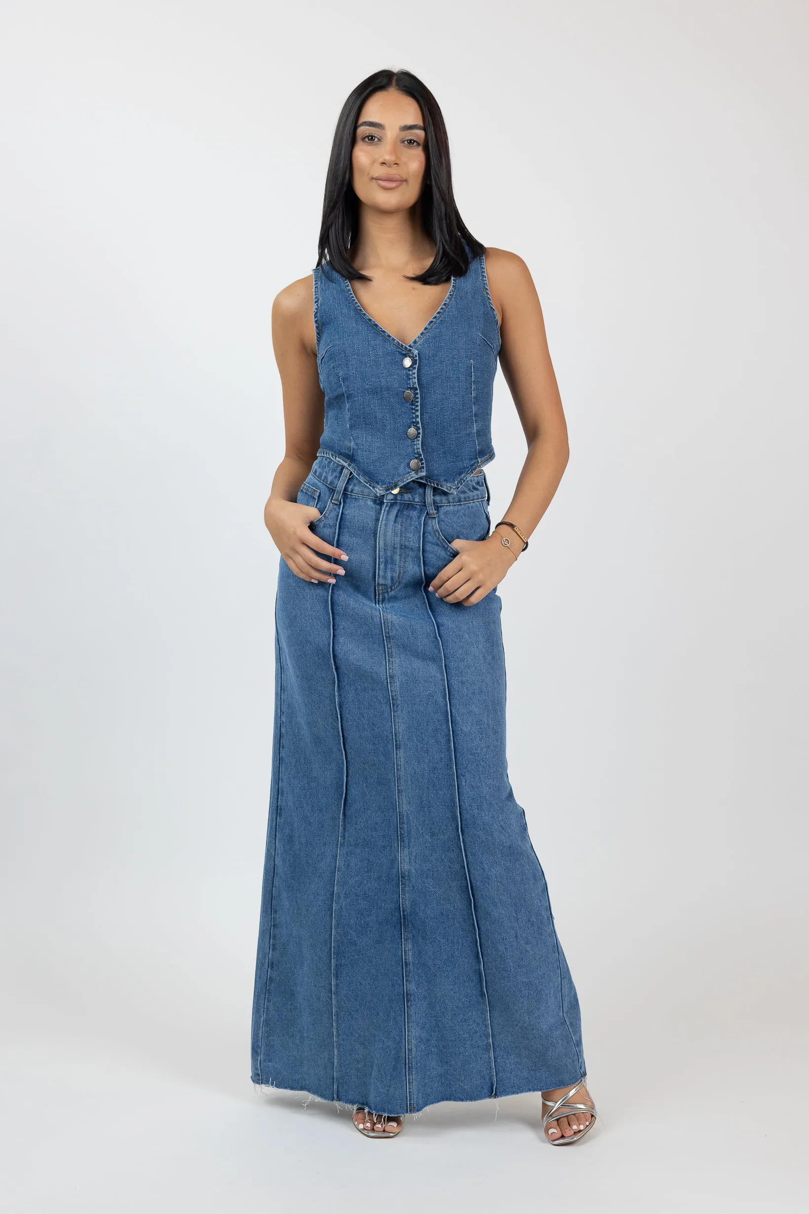 Halona Denim Maxi Skirt