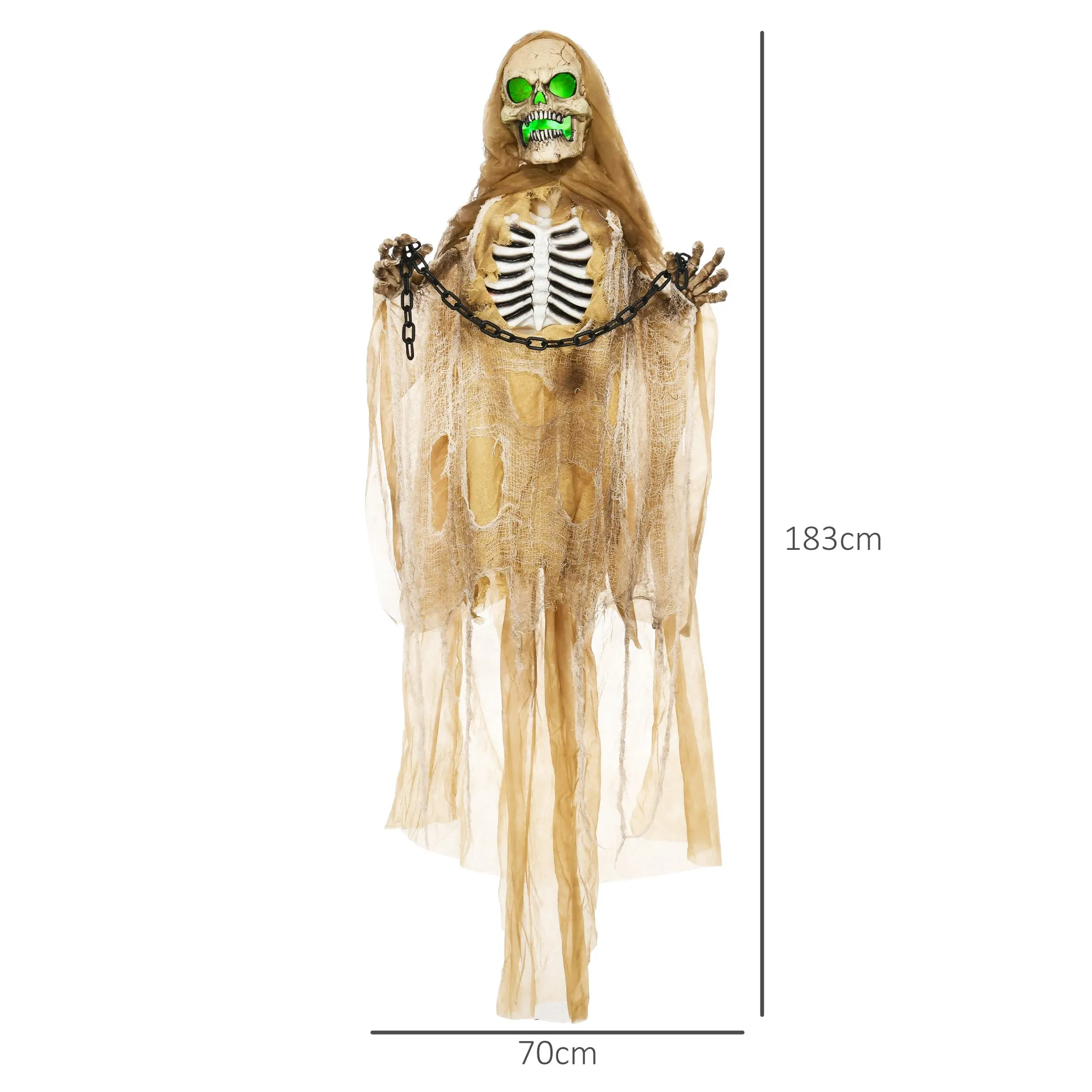 Hanging Halloween Skeleton Animatronic Prop for Indoor Outdoor