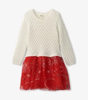 Hatley Red Sparkle Sweater Tulle Dress