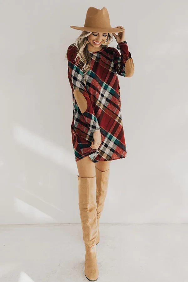 Hey Sugar Plum Plaid Sweater Dress in Wine