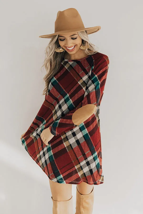 Hey Sugar Plum Plaid Sweater Dress in Wine