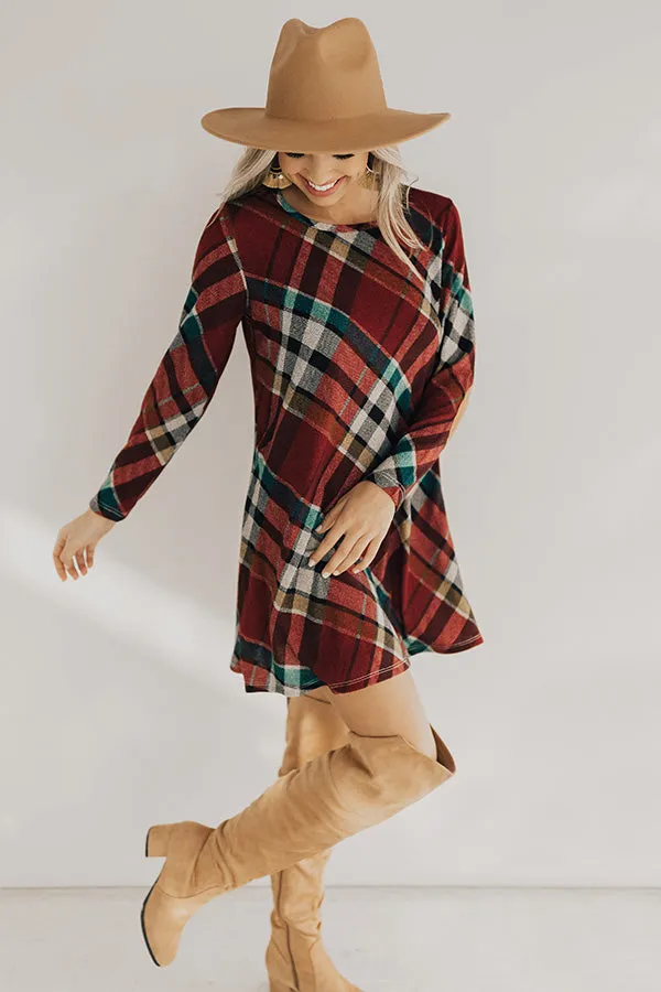 Hey Sugar Plum Plaid Sweater Dress in Wine