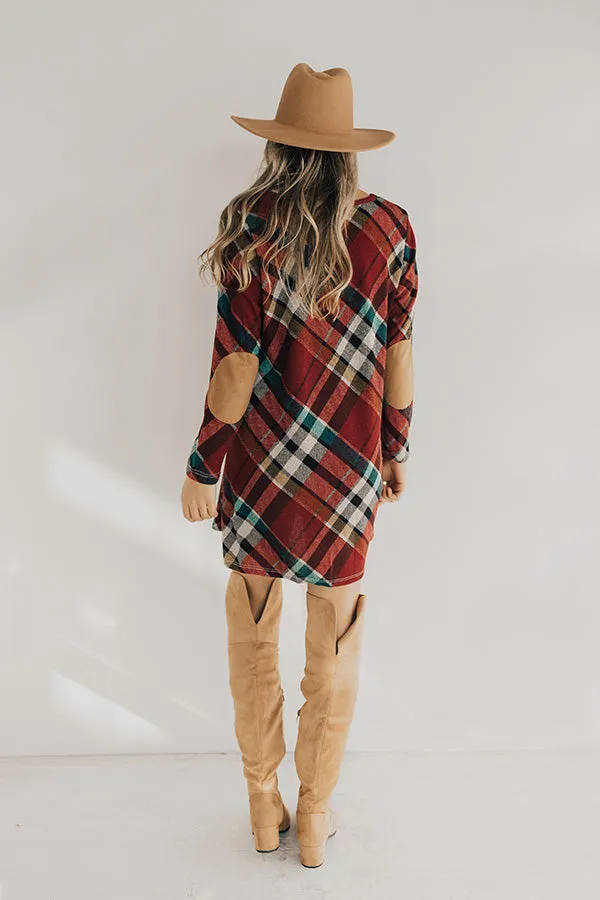 Hey Sugar Plum Plaid Sweater Dress in Wine