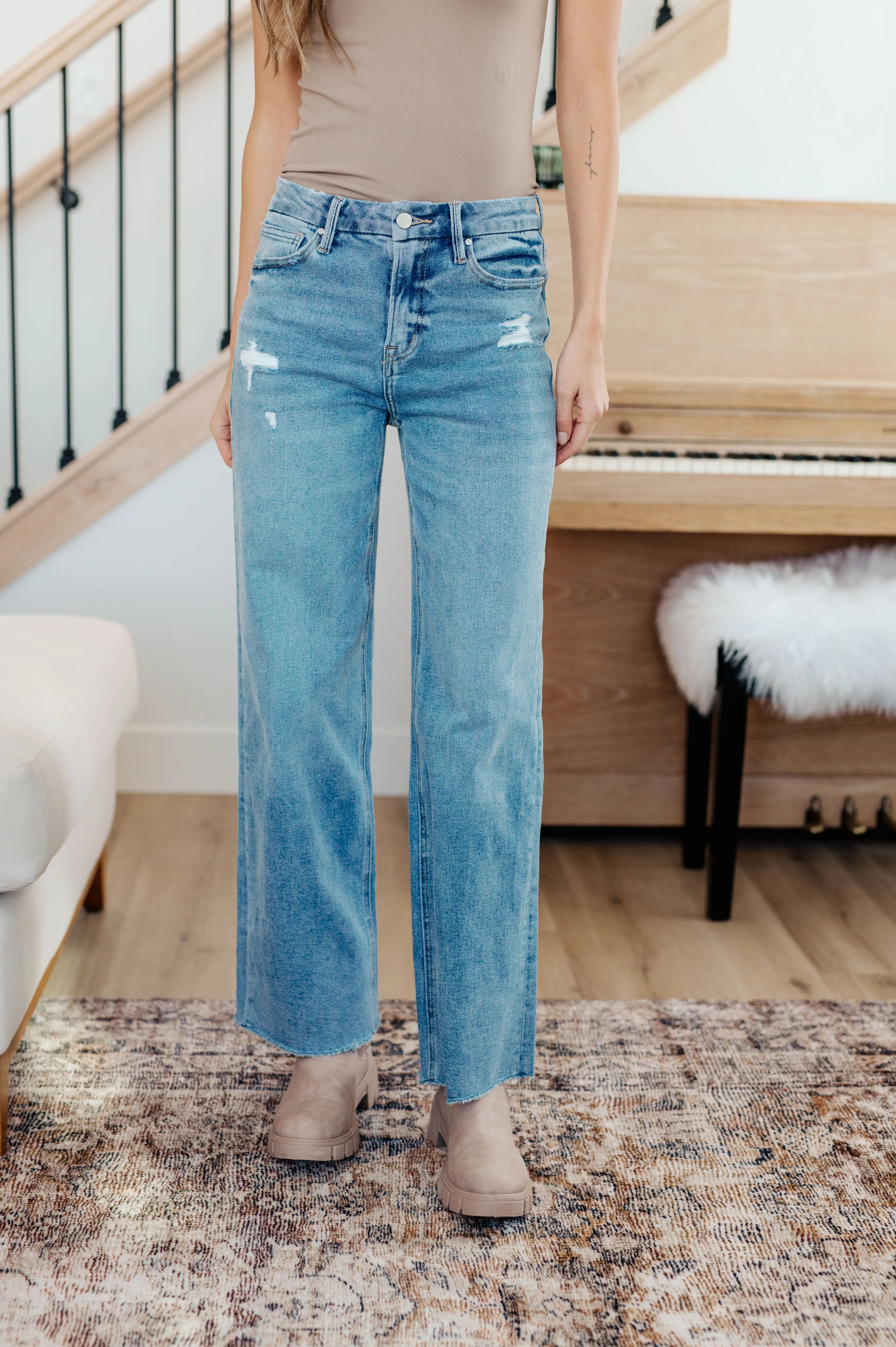 Hope High Rise Wide Leg Jeans - Mica Denim