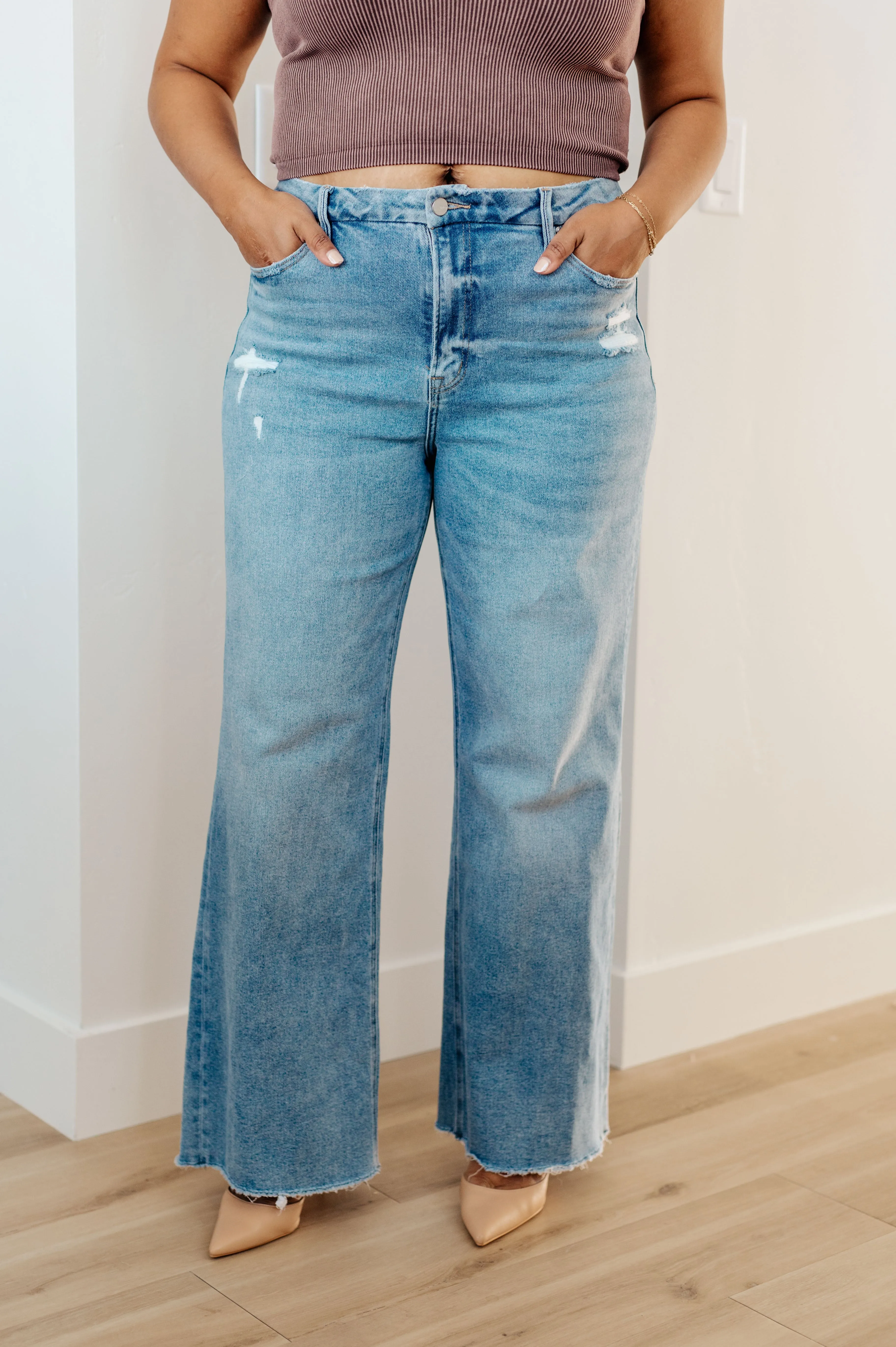 Hope High Rise Wide Leg Jeans - Mica Denim