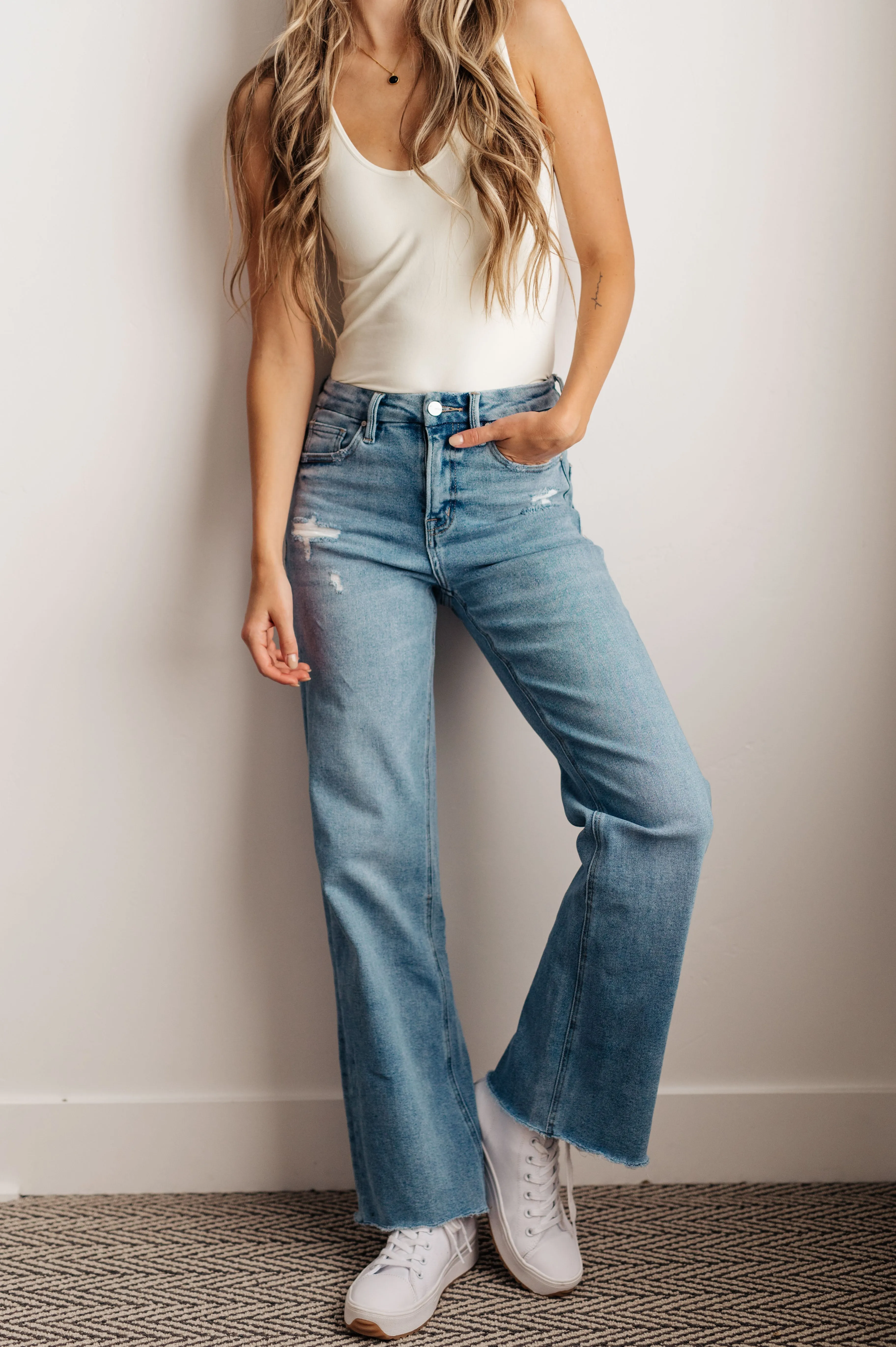 Hope High Rise Wide Leg Jeans - Mica Denim