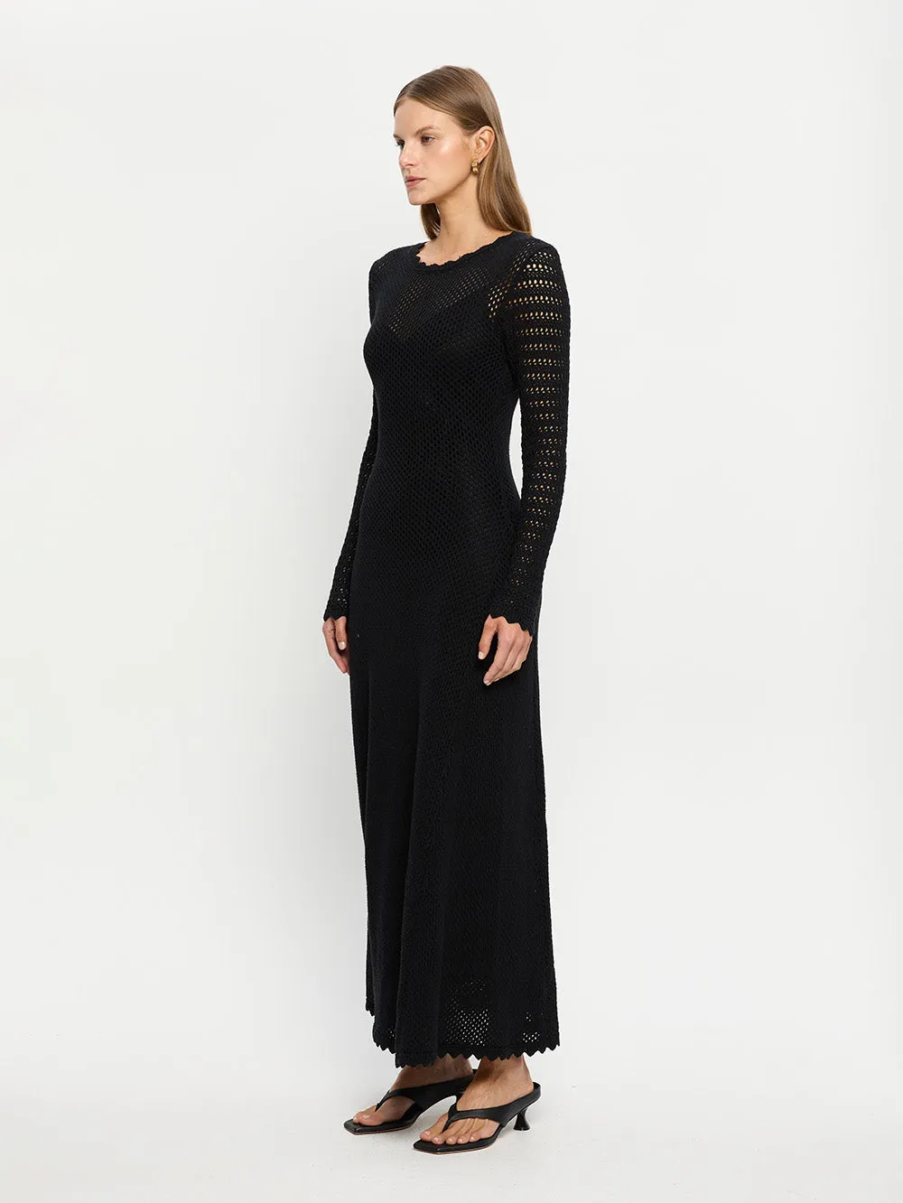 Ingrid Knit Midi Dress - Black