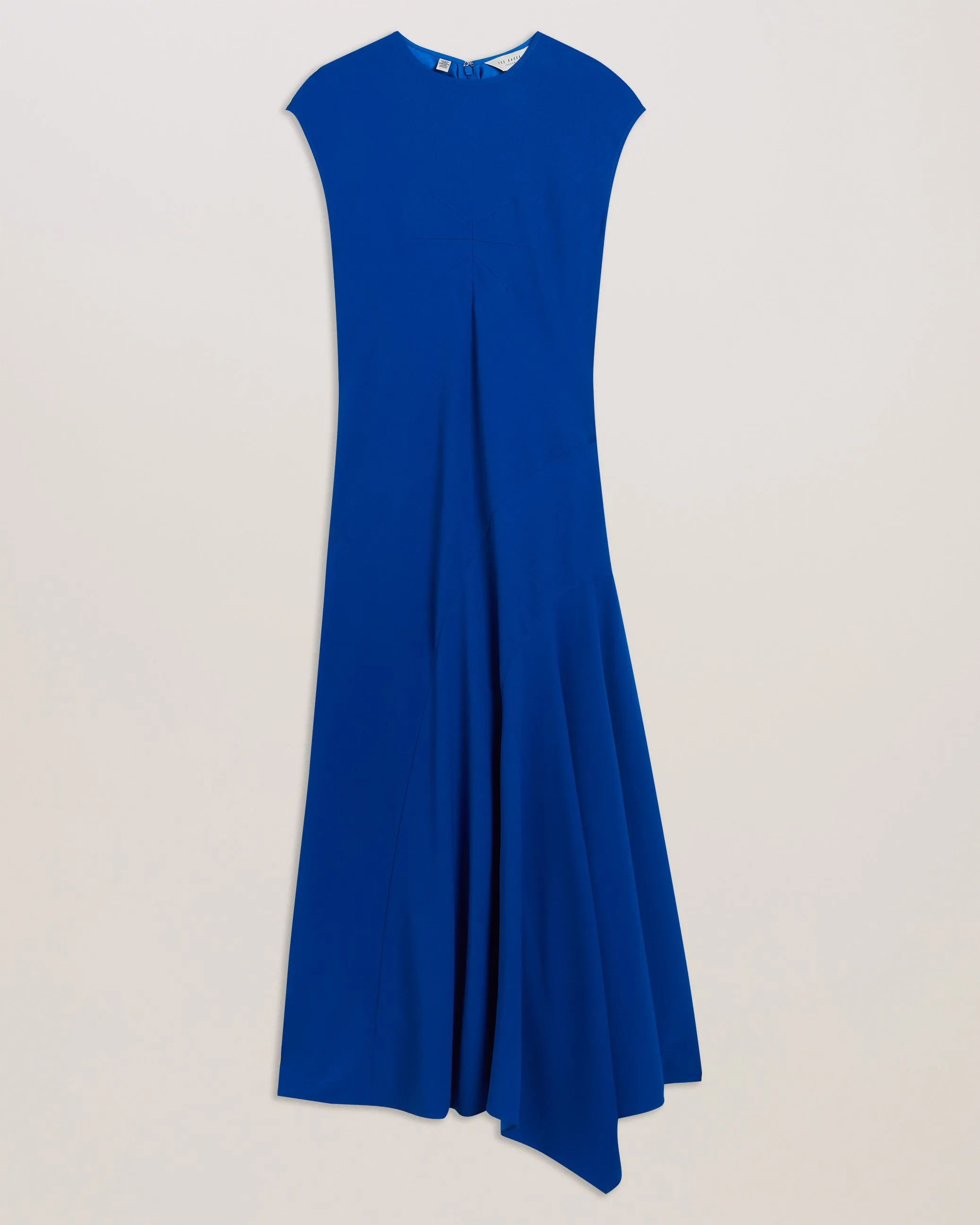 Isparta Asymmetric Satin Midi Dress Mid-Blue