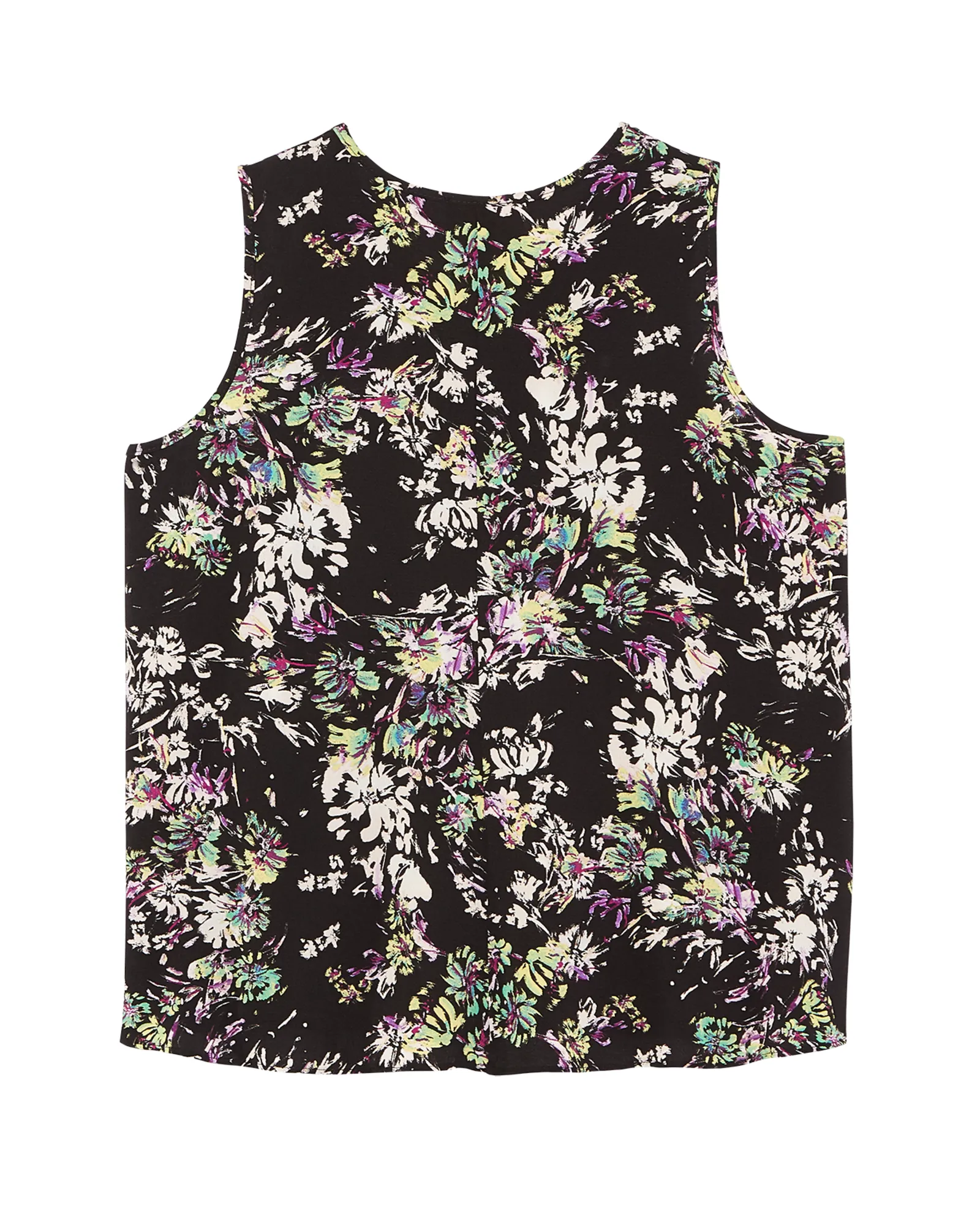 Ivy V-Neck Front Pleat Tank | Black / Purple