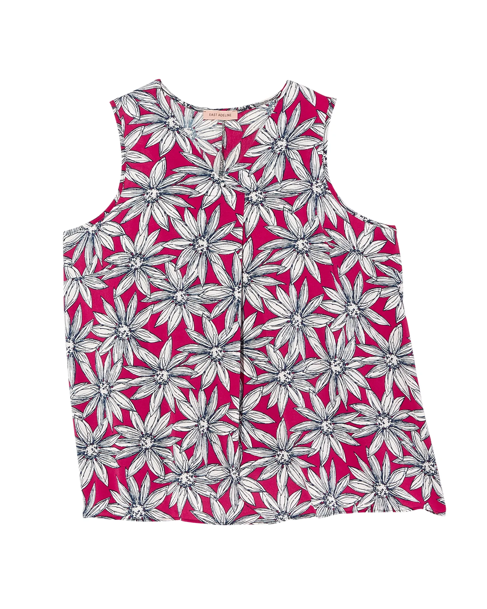 Ivy V-Neck Front Pleat Tank | Pink / White