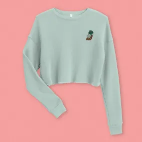 Jadeite Cabbage (Bok Choy) Embroidered Crop Sweatshirt