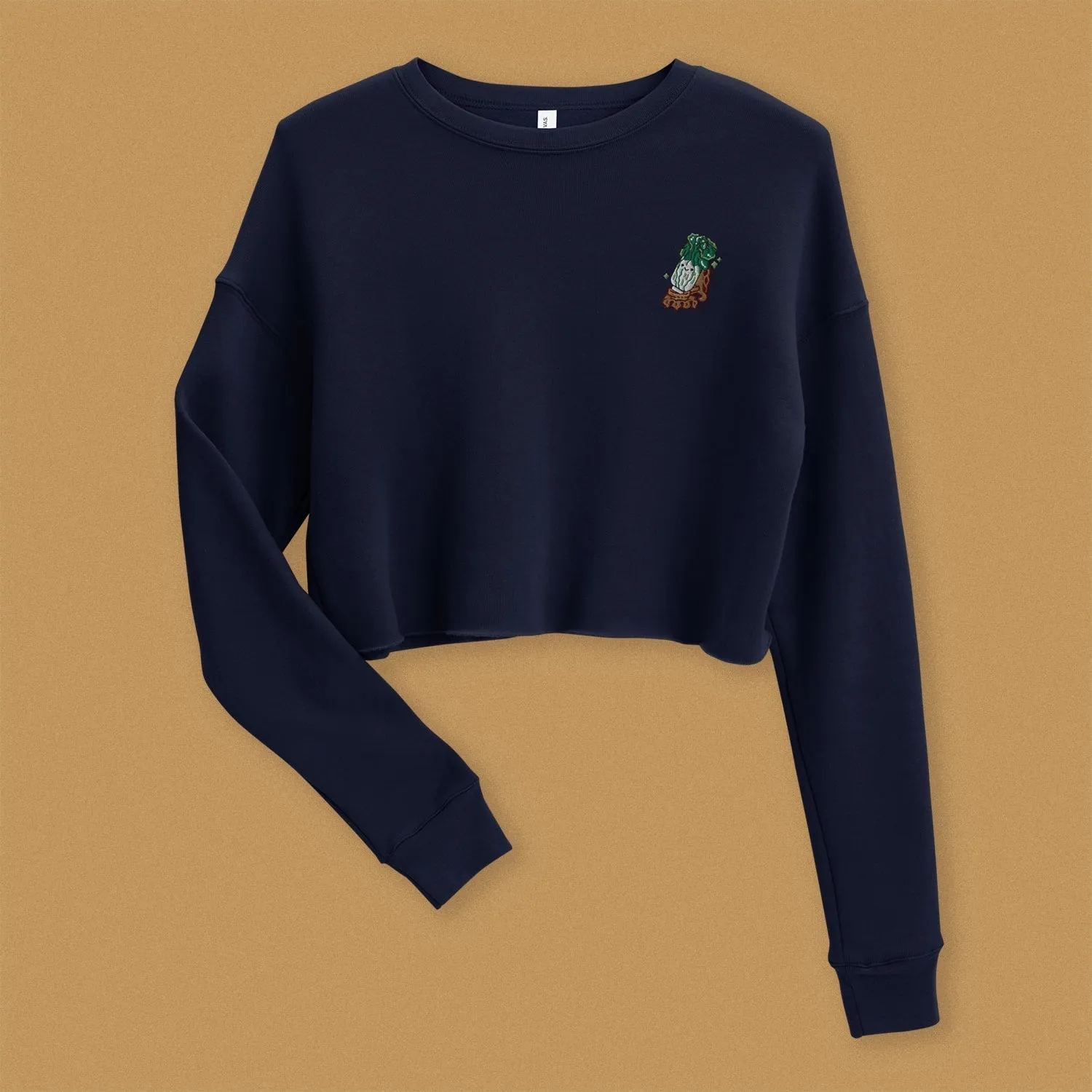 Jadeite Cabbage (Bok Choy) Embroidered Crop Sweatshirt