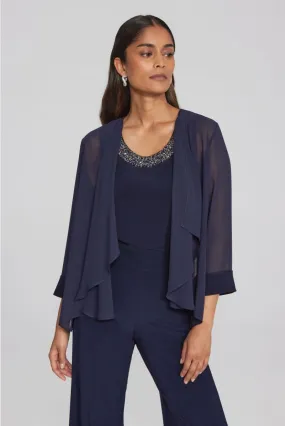 Joseph Ribkoff Midnight Blue Beaded Lightweight Chiffon 2-Piece Top 241743