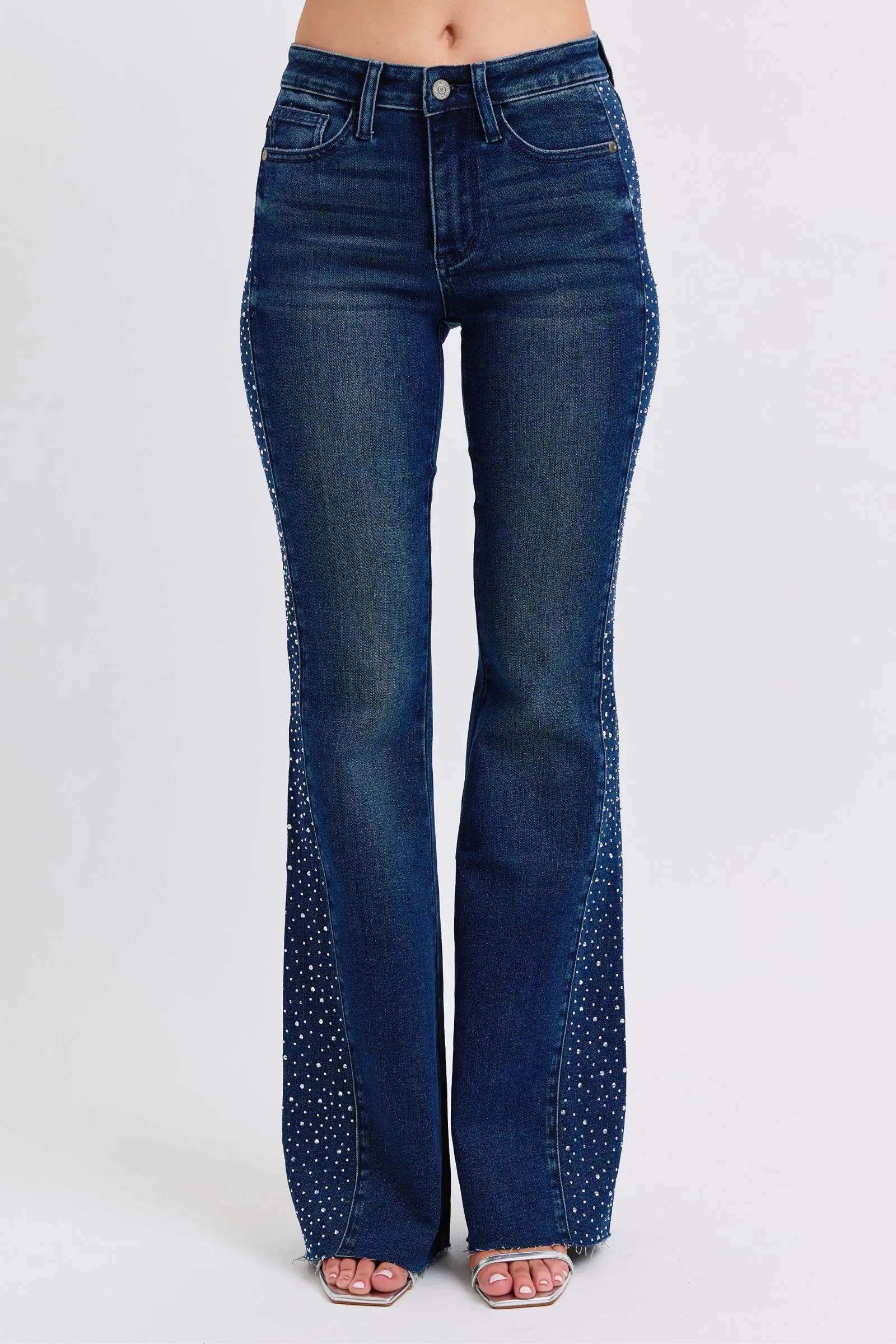 Judy Blue Mid Rise Rhinestone Side Panel Detail Flare - 88920- Coming Soon!