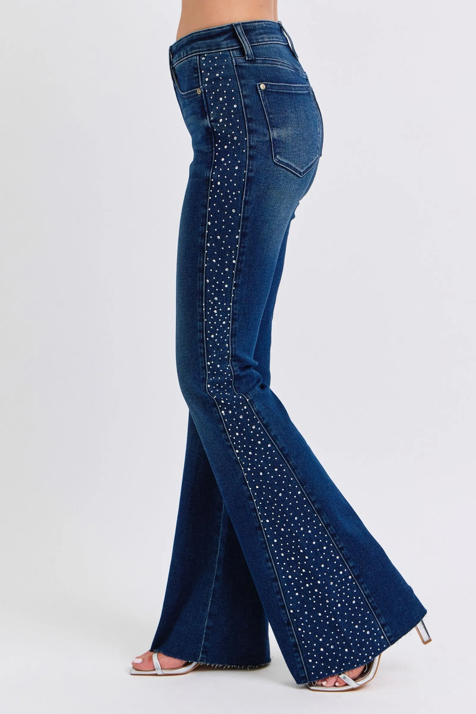 Judy Blue Mid Rise Rhinestone Side Panel Detail Flare - 88920- Coming Soon!