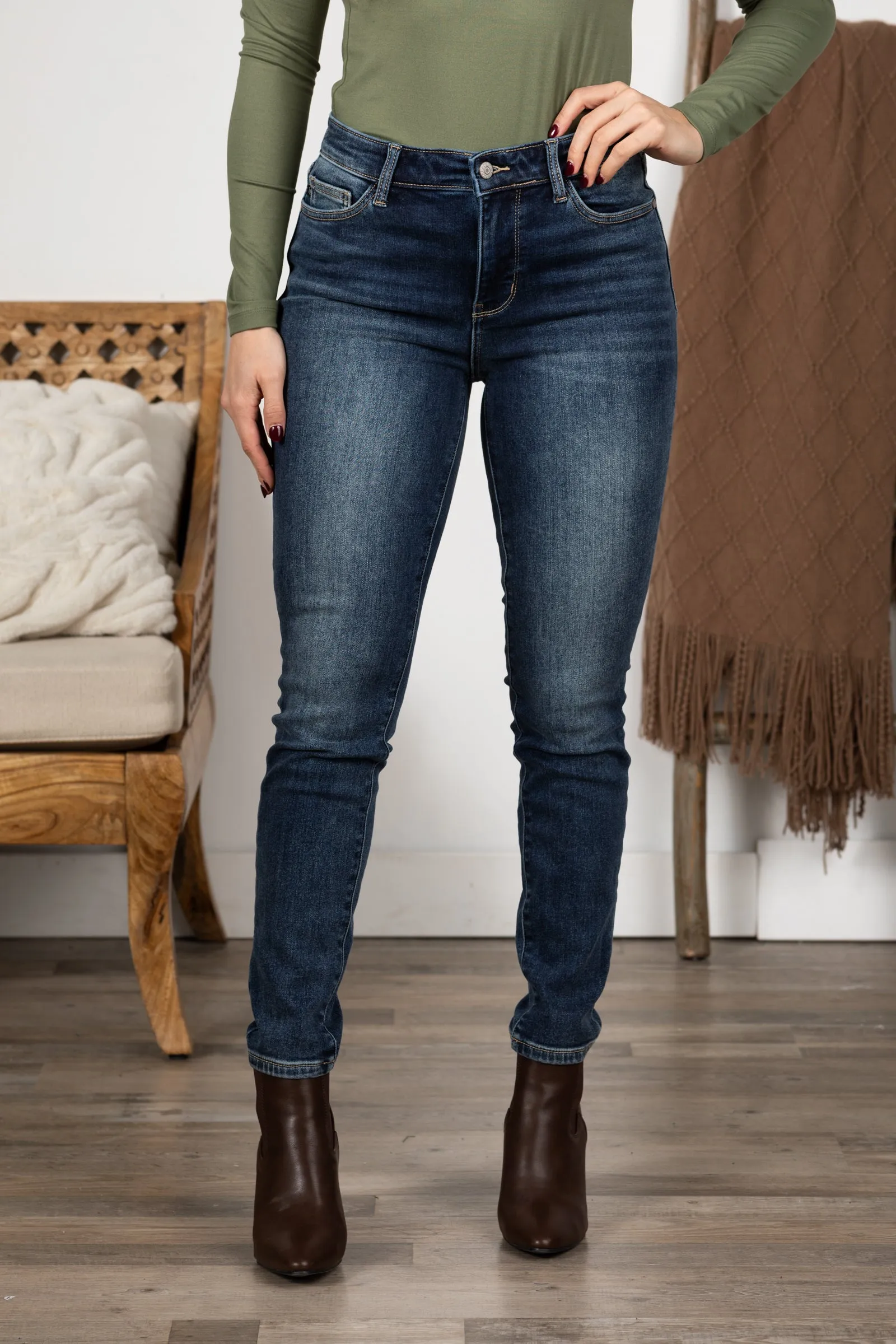 Judy Blue Thermal Dark Wash Skinny Jeans