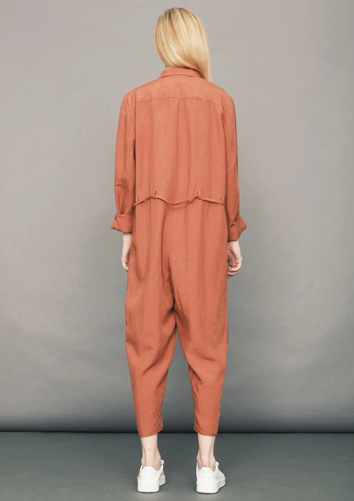 JUMPSUIT REVERS  LONG - Tencel/Linen - brick