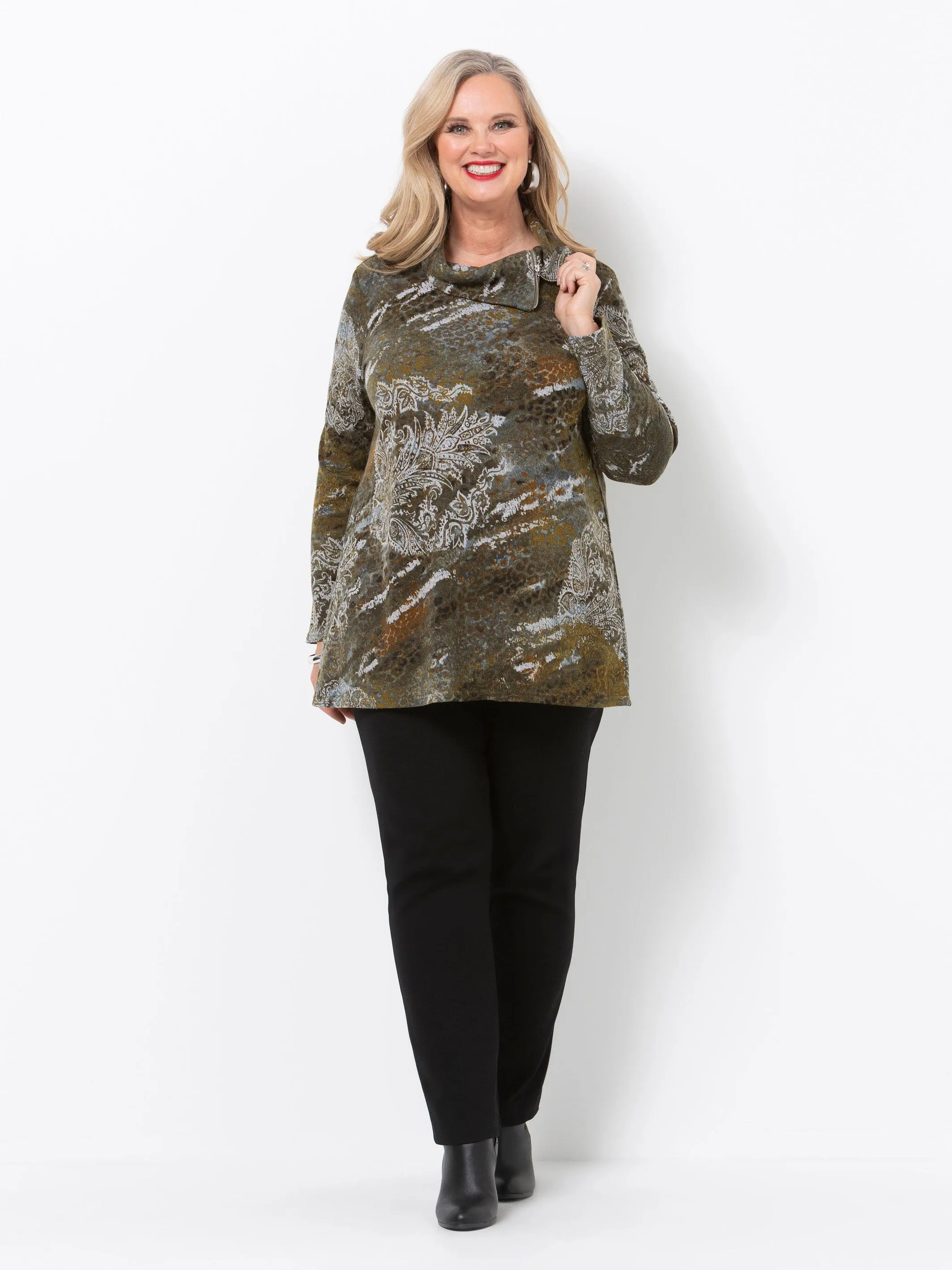 Kenza Olive Zip Top