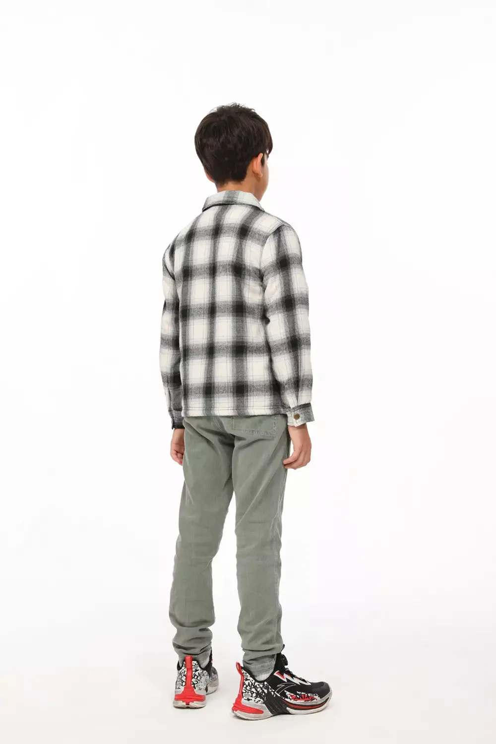 Kids Matching Family Black White Plaid Flannel Shacket