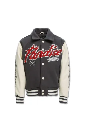 Kids Paradise Tour Varsity Jacket (Off Black)