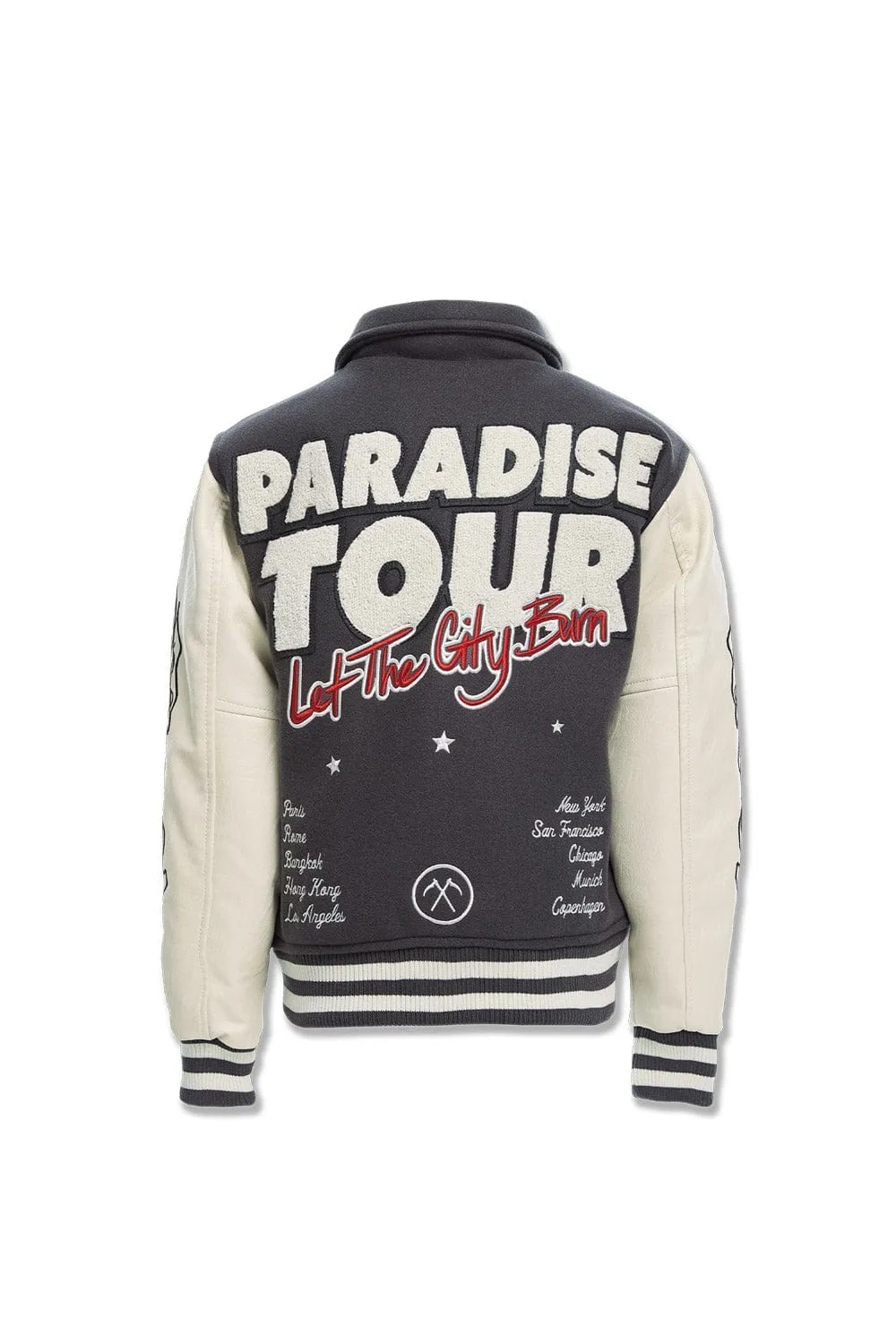 Kids Paradise Tour Varsity Jacket (Off Black)