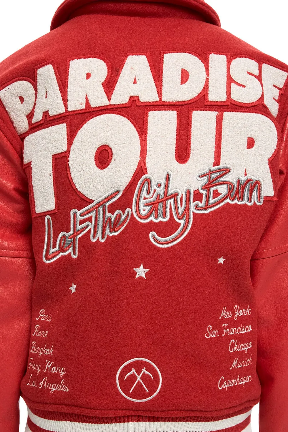 Kids Paradise Tour Varsity Jacket (Red)