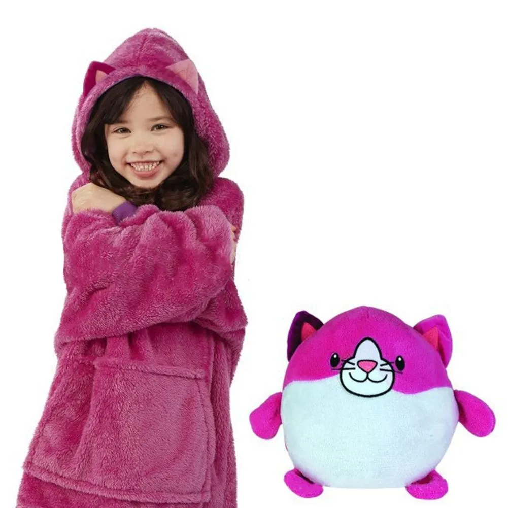 Kids Pets Hoodie Blanket Sweatshirt for Girls Boys Bathrobe Pajama with Giant Pocket