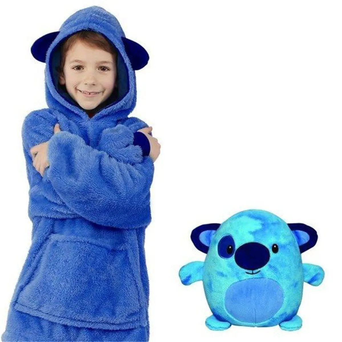 Kids Pets Hoodie Blanket Sweatshirt for Girls Boys Bathrobe Pajama with Giant Pocket