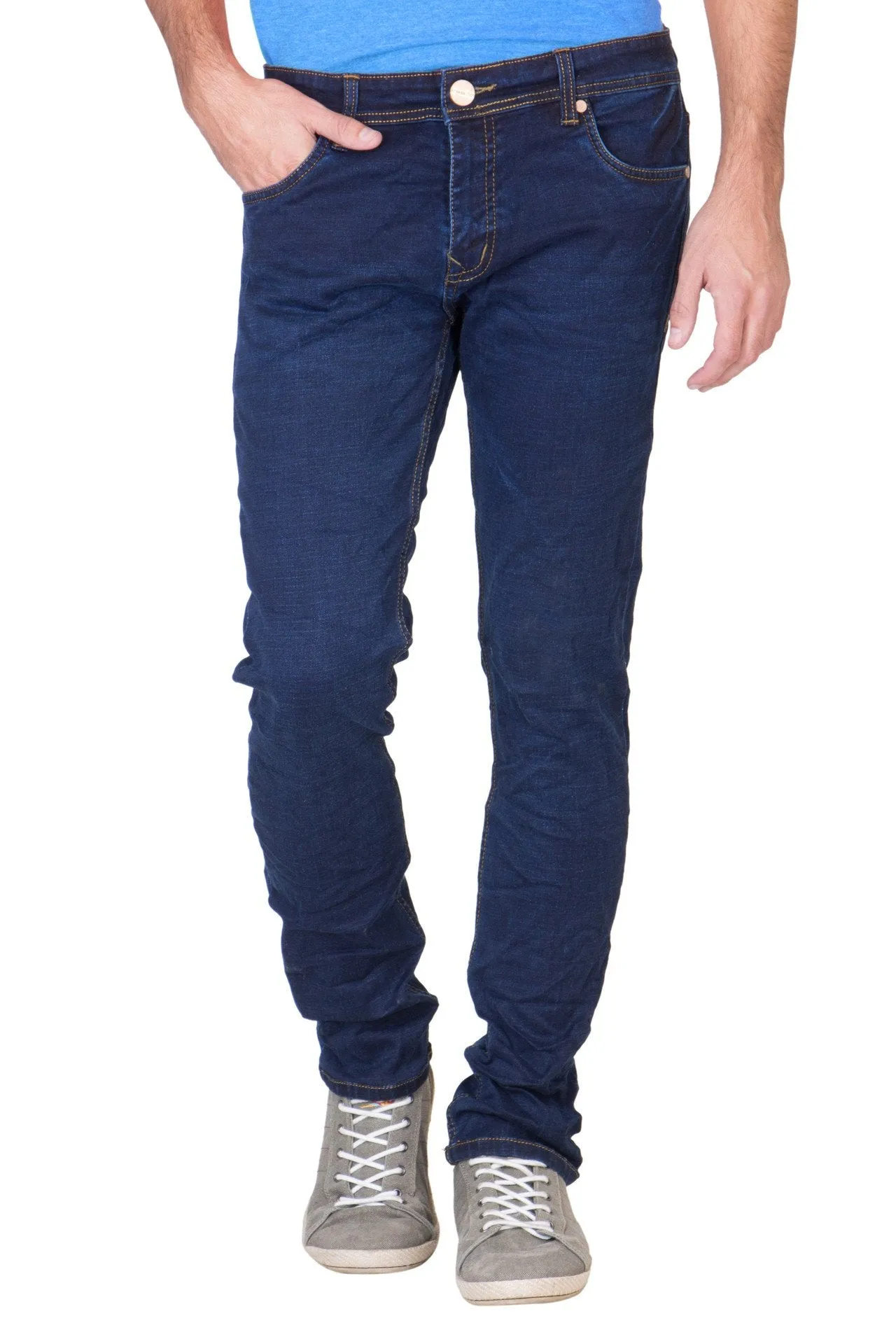 KROSSSTITCH Men's Slim Fit Denim Dark Blue Jeans