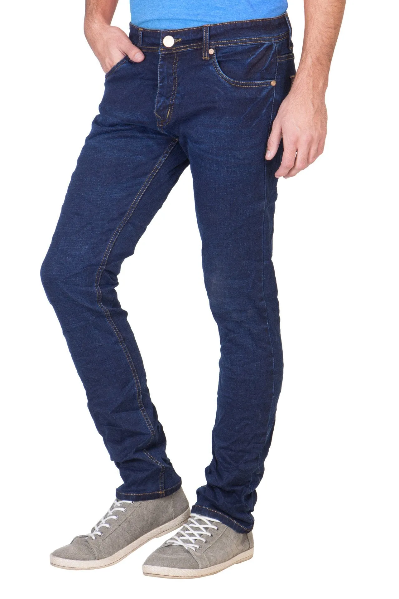 KROSSSTITCH Men's Slim Fit Denim Dark Blue Jeans