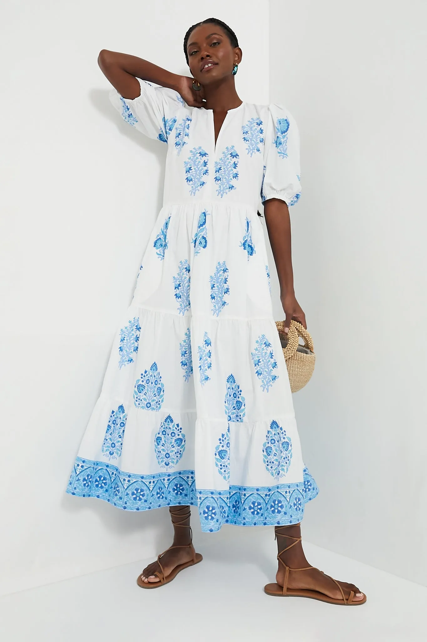 Laguna Blue Puff Sleeve Maxi Dress