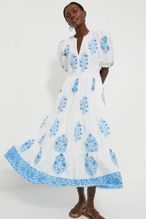 Laguna Blue Puff Sleeve Maxi Dress